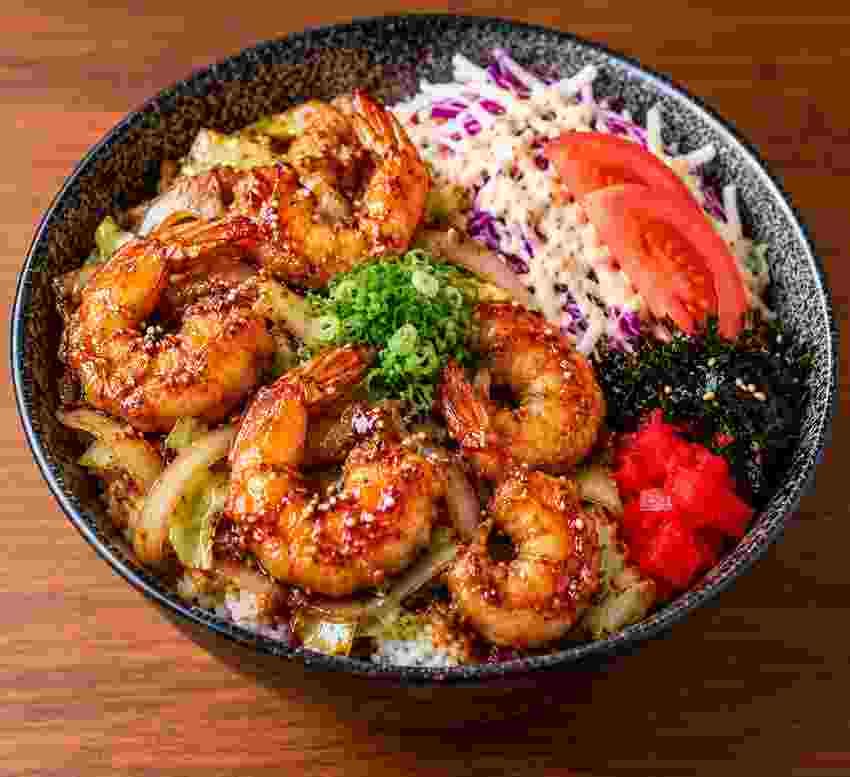 TERIYAKI (SPICY)  FISH/ PRAWN/  EGGPLANT DONBURI