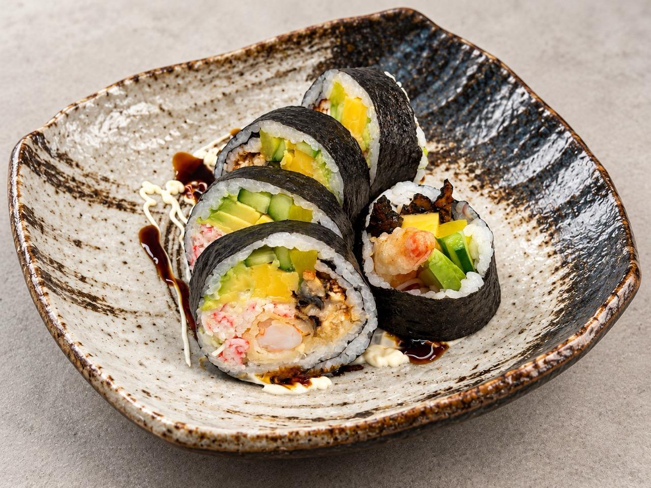 EEL AND PRAWN FUTOMAKI