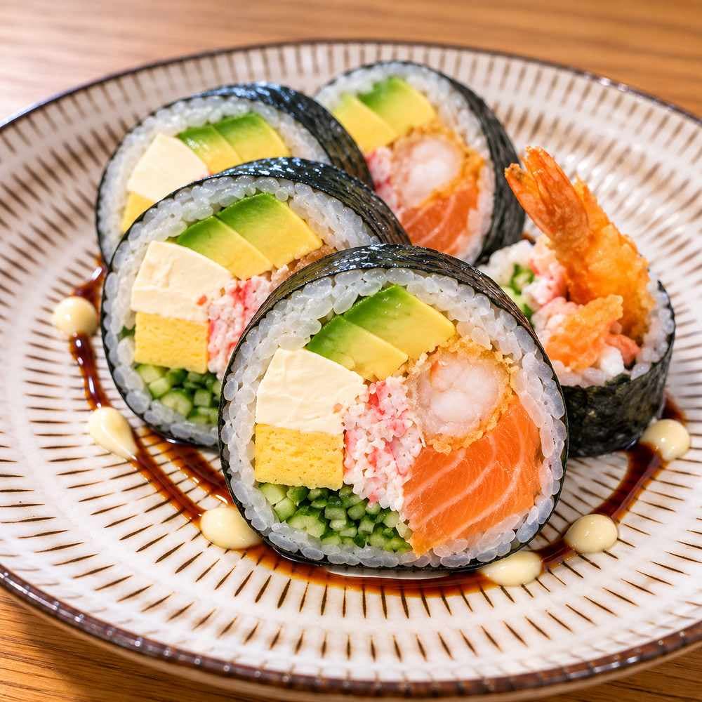 SALMON AND CREAM CHEESE FUTOMAKI